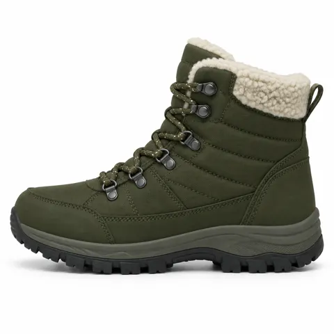 Example product: olive winter boot with fleece lining