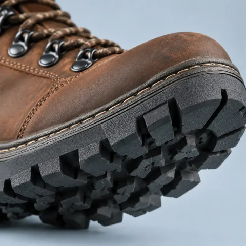 Example product detail: close-up of a hiking boot sole and tread